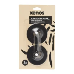 Xenos Badkamer Accessoires-Handdoekhaken - zwart - set van 2