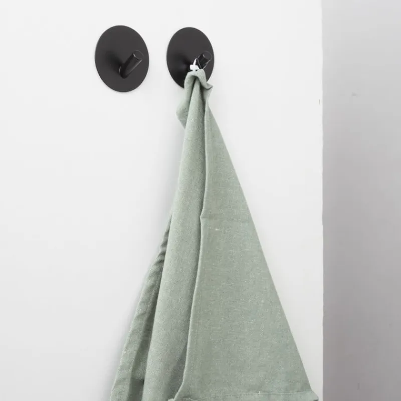 Xenos Badkamer Accessoires-Handdoekhaken - zwart - set van 2