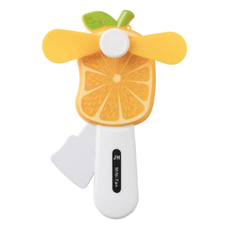 Xenos Strandaccessoires|Ventilatoren-Handventilator sinaasappel - kunststof - 13.5x7 cm