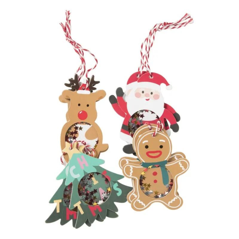 Xenos Kerst Inpakken-Hang tags kerst - multikleur - set van 8