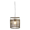 Xenos Hanglampen-Hanglamp bamboe - zwart - ⌀28x33 cm