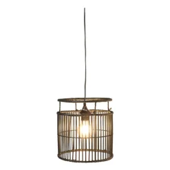 Xenos Hanglampen-Hanglamp bamboe - zwart - ⌀28x33 cm