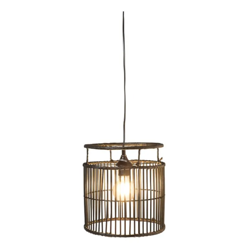 Xenos Hanglampen-Hanglamp bamboe - zwart - ⌀28x33 cm