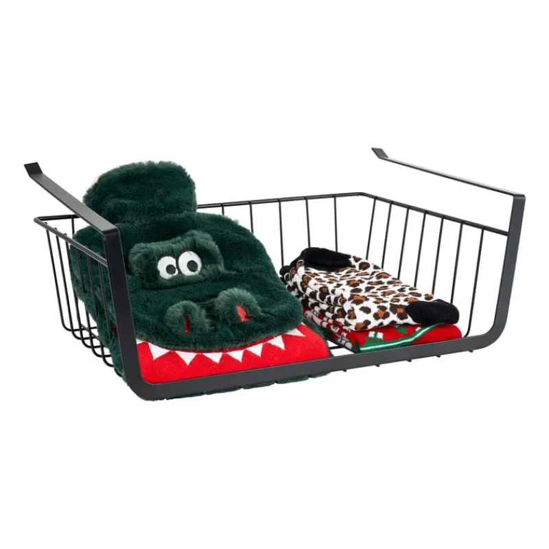 Xenos Opbergbakken-Hangmand voor onder plank - zwart - 36x25x13 cm