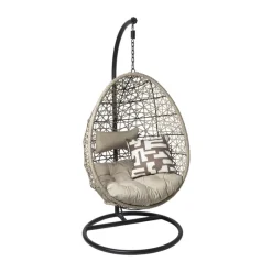 Xenos Hangstoelen-Hangstoel Hawaii met beige kussens - bruin - 196 cm