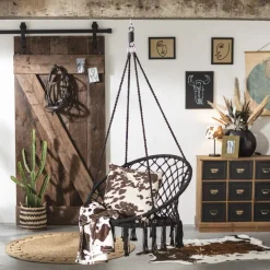 Xenos Hangstoelen-Hangstoel Knoet - zwart - ø80x100 cm