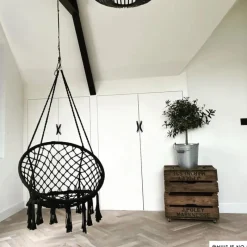 Xenos Hangstoelen-Hangstoel Knoet - zwart - ø80x100 cm