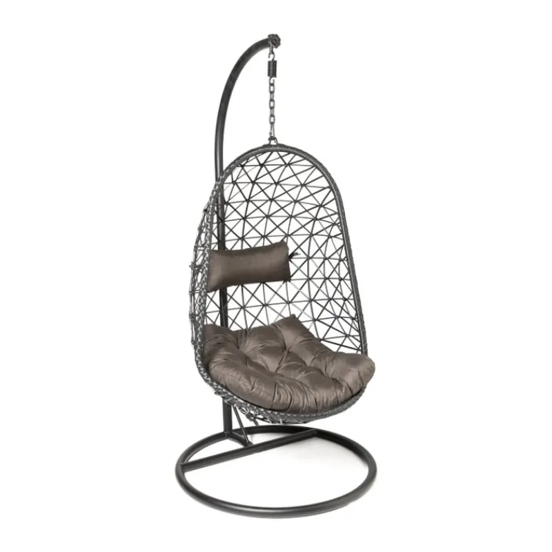 Xenos Hangstoelen-Hangstoel Mallorca met standaard - zwart - 125x83x67 cm