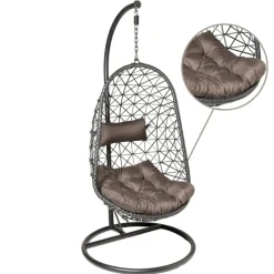 Xenos Hangstoelen-Hangstoel Mallorca met standaard - zwart - 125x83x67 cm