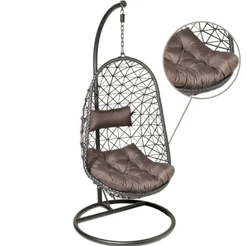 Xenos Hangstoelen-Hangstoel Mallorca met standaard - zwart - 125x83x67 cm