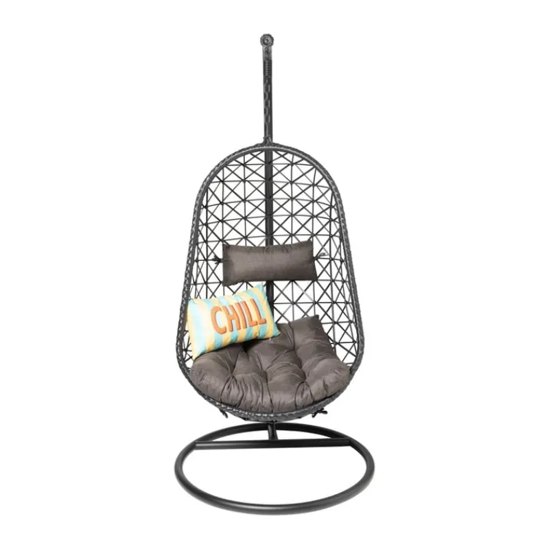 Xenos Hangstoelen-Hangstoel Mallorca met standaard - zwart - 125x83x67 cm