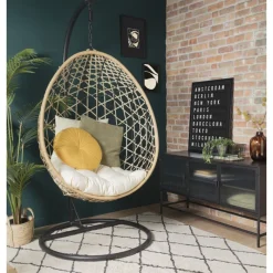 Xenos Hangstoelen-Hangstoel swing met standaard - naturel - ø104x200 cm