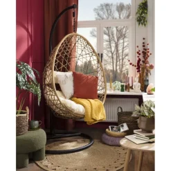 Xenos Hangstoelen-Hangstoel swing met standaard - naturel - ø104x200 cm