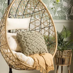 Xenos Hangstoelen-Hangstoel swing met standaard - naturel - ø104x200 cm