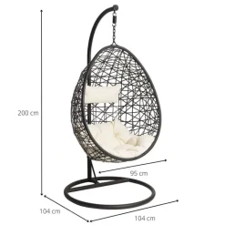 Xenos Hangstoelen-Hangstoel swing met standaard - zwart - ø104x200 cm