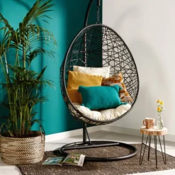 Xenos Hangstoelen-Hangstoel swing met standaard - zwart - ø104x200 cm