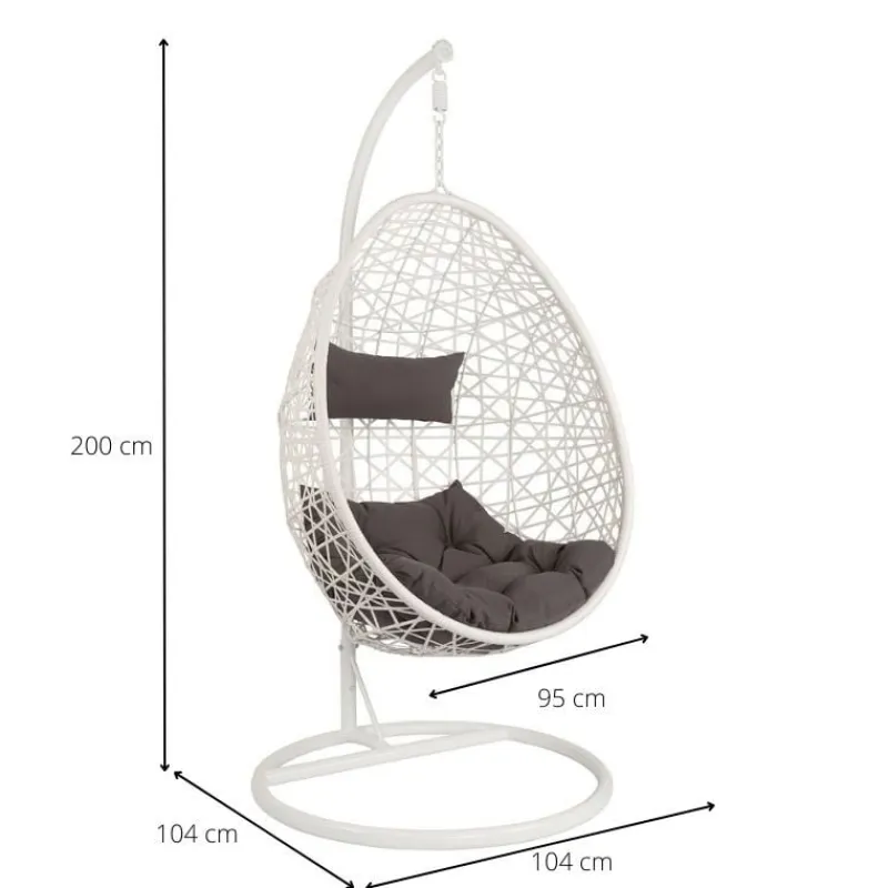 Xenos Hangstoelen-Hangstoel swing met standaard - wit - ø104x200 cm