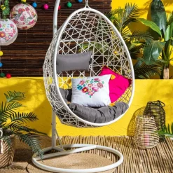 Xenos Hangstoelen-Hangstoel swing met standaard - wit - ø104x200 cm