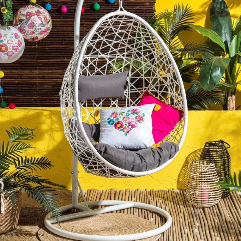 Xenos Hangstoelen-Hangstoel swing met standaard - wit - ø104x200 cm