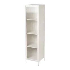 Xenos Kast Met Deuren-Hoge kast Luca met geribbeld glazen deurtje - offwhite - 160x42x40 cm