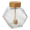 Xenos Voorraadpotten-Honingpot met honinglepel - glas/bamboe - 9.6x9.9x5 cm