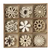 Xenos Knutselspullen-Houten bloemen in kistje - 10.5x10.5x2 cm