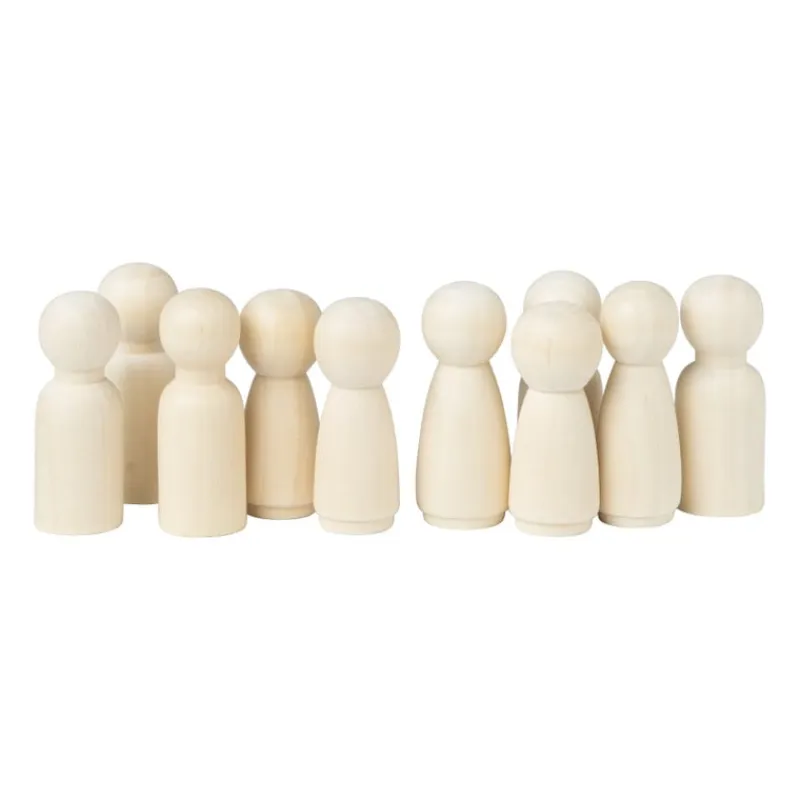 Xenos Knutselspullen-Houten kegelpoppen - set van 15 - 4.3 cm