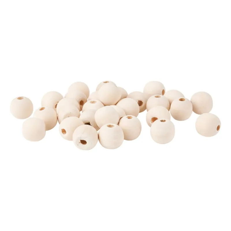 Xenos Knutselspullen-Houten kralen - naturel - 30 stuks