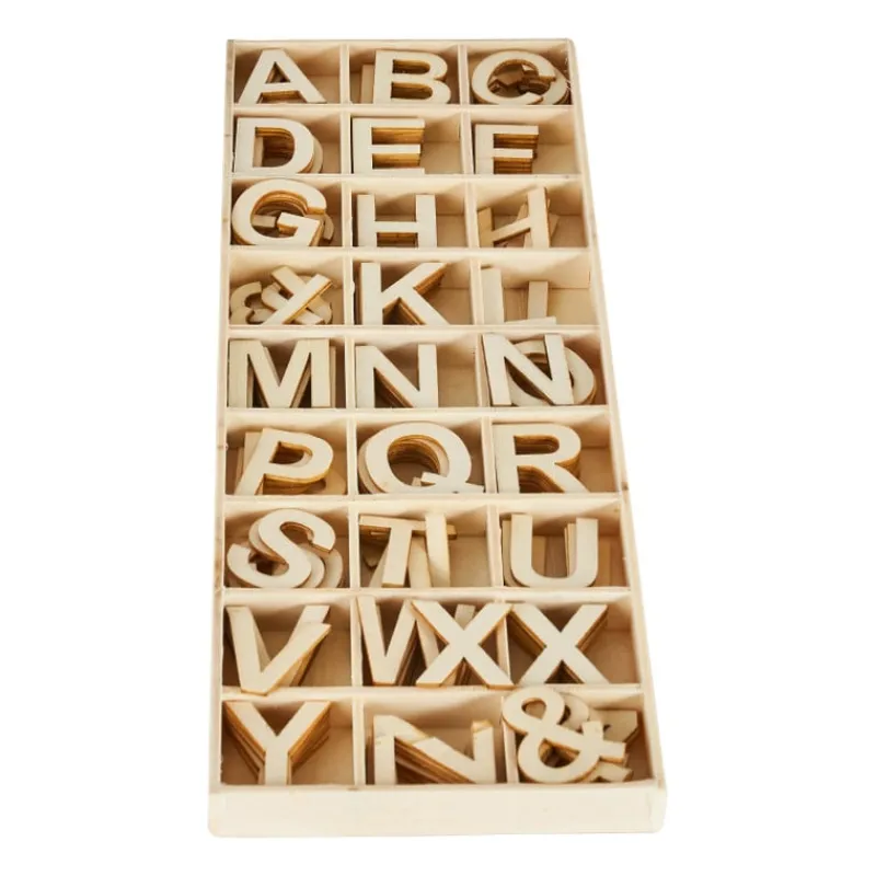 Xenos Hobbyletters-Houten letters in kistje - set van 162