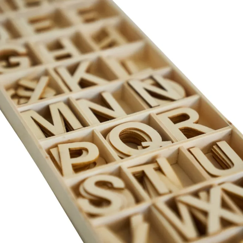 Xenos Hobbyletters-Houten letters in kistje - set van 162