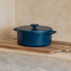 Hugo Kennis Pannen-braadpan met deksel - gietijzer - blauw/zwart - ø24 cm