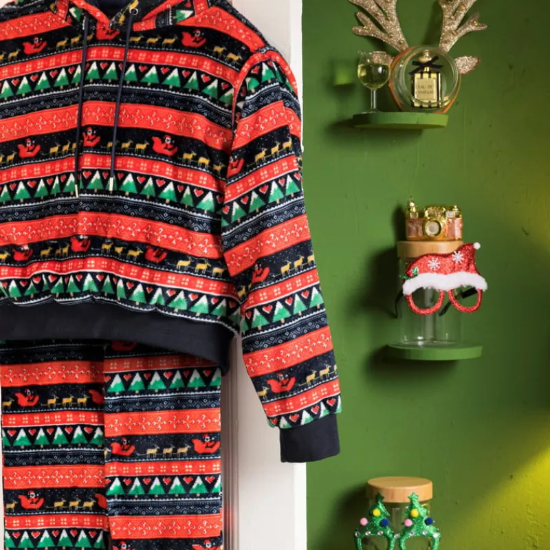 Xenos Winterartikelen-Huispak kerst - blauw - maat S/M