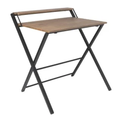 Xenos Bureaus-Inklapbaar bureau Leon - bruin/zwart - 84.5x81.5x70 cm