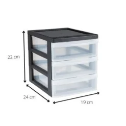 Iris Opbergsystemen-ladesysteem A5 - 3 lades - zwart - 26x22x19 cm