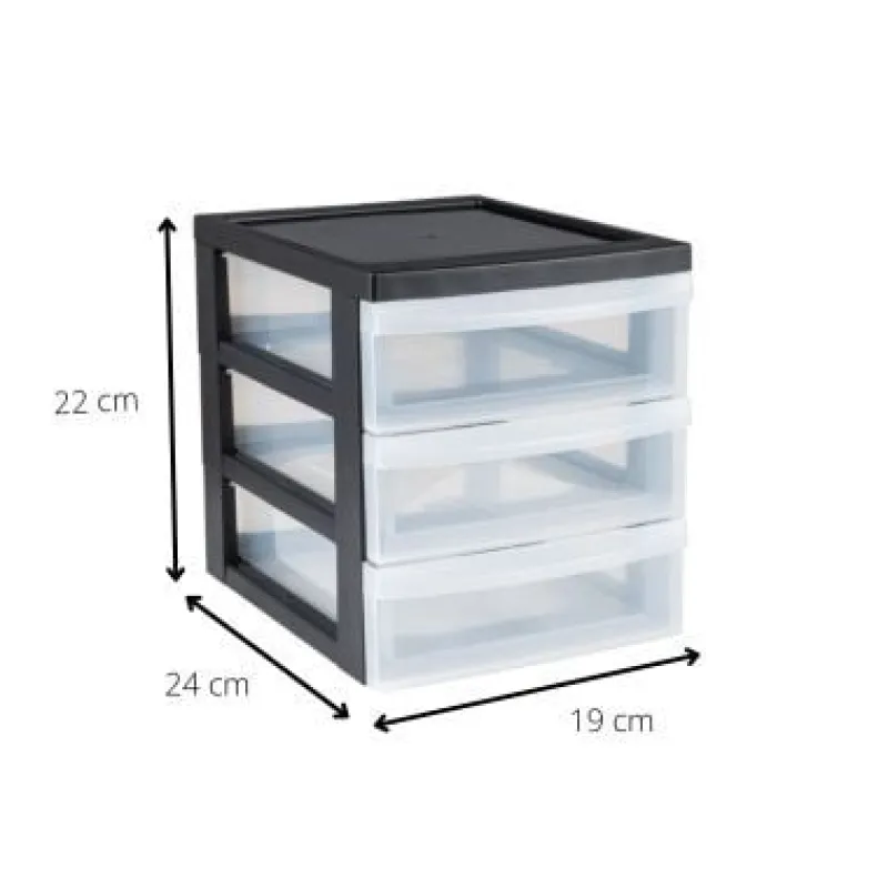 Iris Opbergsystemen-ladesysteem A5 - 3 lades - zwart - 26x22x19 cm