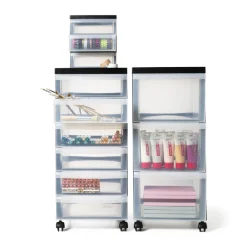 Iris Opbergsystemen-ladesysteem met wieltjes - 3 lades - zwart - 61x39x29 cm