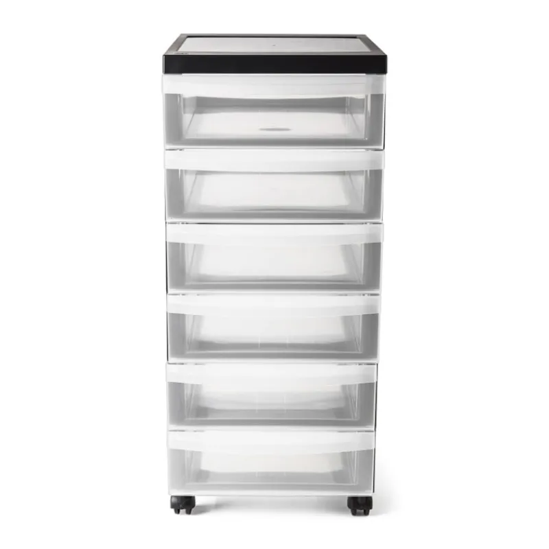 Iris Opbergsystemen-ladesysteem met wieltjes - 6 lades - zwart - 62x40x29 cm