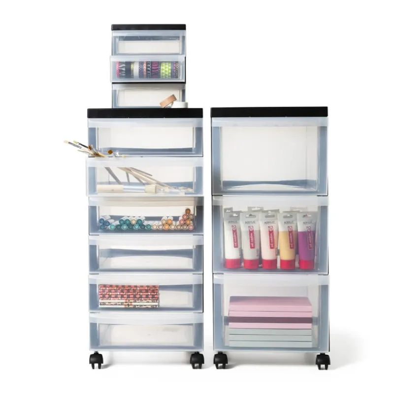 Iris Opbergsystemen-ladesysteem met wieltjes - 6 lades - zwart - 62x40x29 cm
