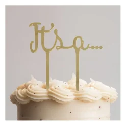 Xenos Babyshower-It's a… caketopper - goud