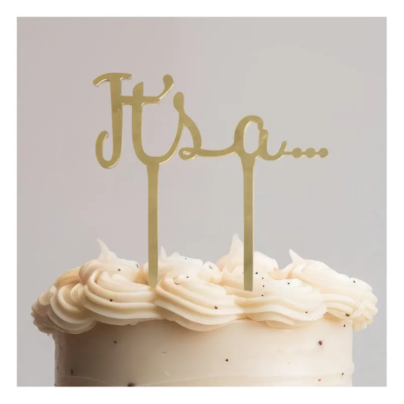Xenos Babyshower-It's a… caketopper - goud