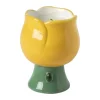 Xenos Sierkaarsen-Kaars in bloemenschaaltje klein - geel/groen - ø7.3x10 cm