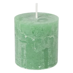 Xenos Stompkaarsen-Kaars rustiek - appelgroen - ø7x7 cm
