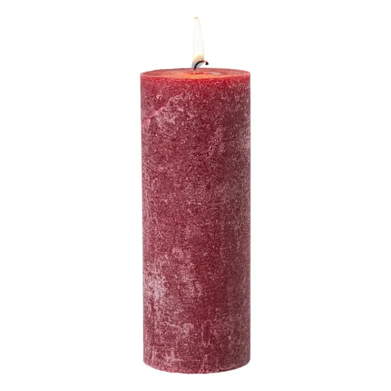 Xenos Kerstcadeaus|Stompkaarsen-Kaars rustiek - bordeauxrood - ø7x18 cm