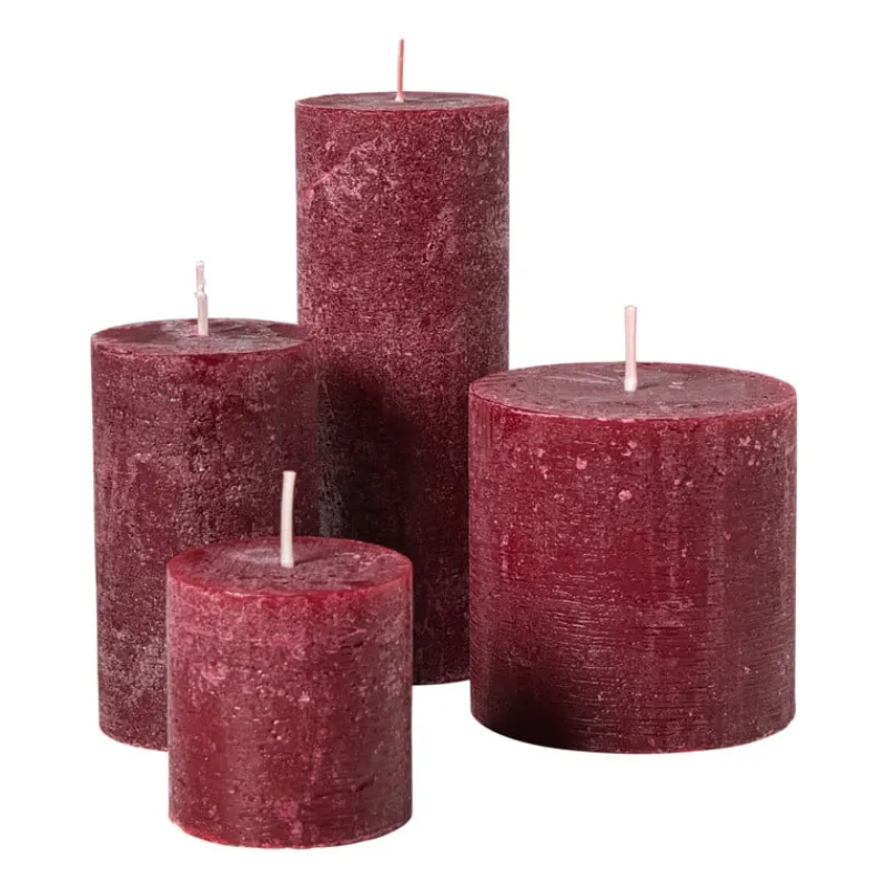 Xenos Kerstcadeaus|Stompkaarsen-Kaars rustiek - bordeauxrood - ø7x18 cm