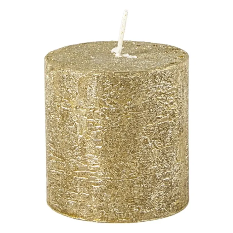 Xenos Stompkaarsen-Kaars rustiek - goud - ø7x7 cm