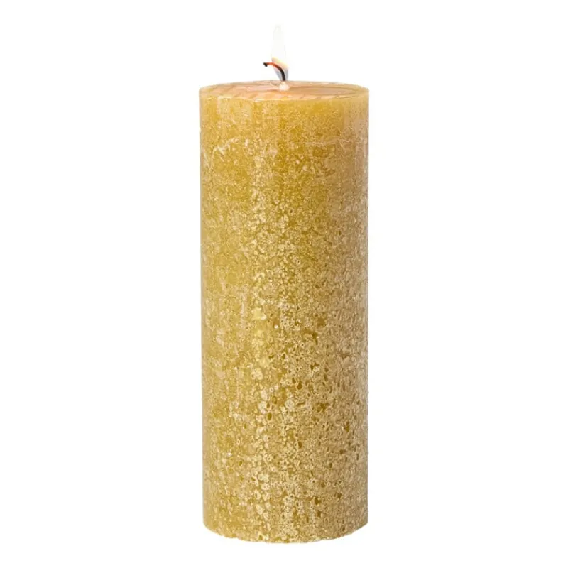 Xenos Stompkaarsen-Kaars rustiek - olijfgroen - ø7x18 cm