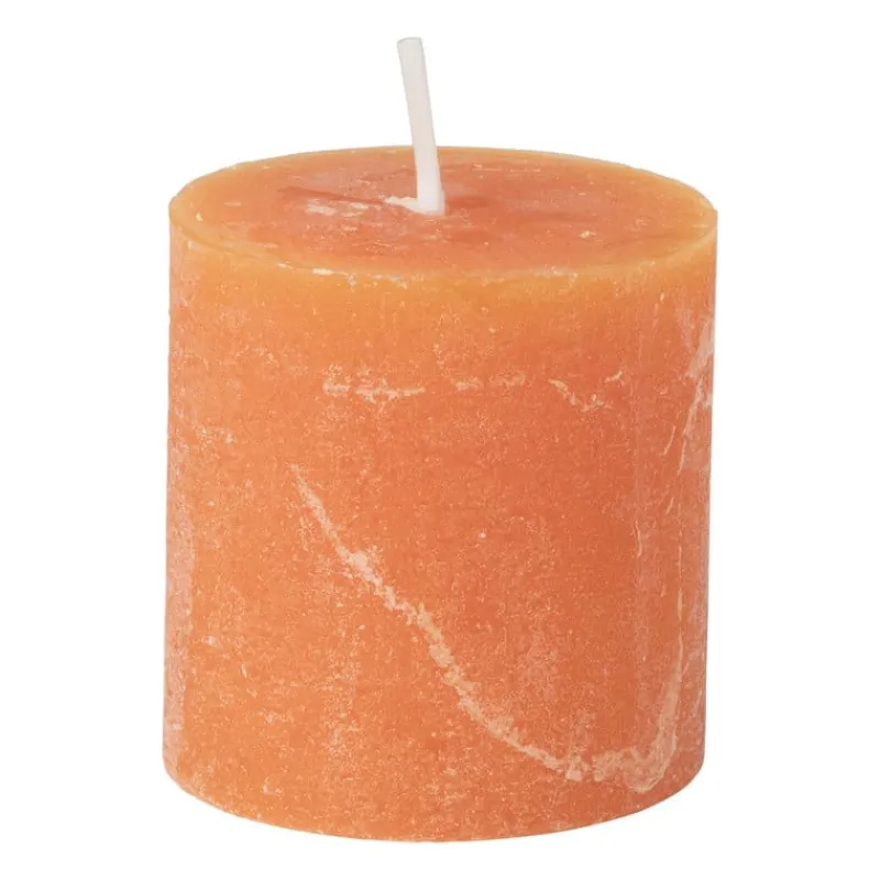 Xenos Stompkaarsen-Kaars rustiek - oranje - ø7x7 cm
