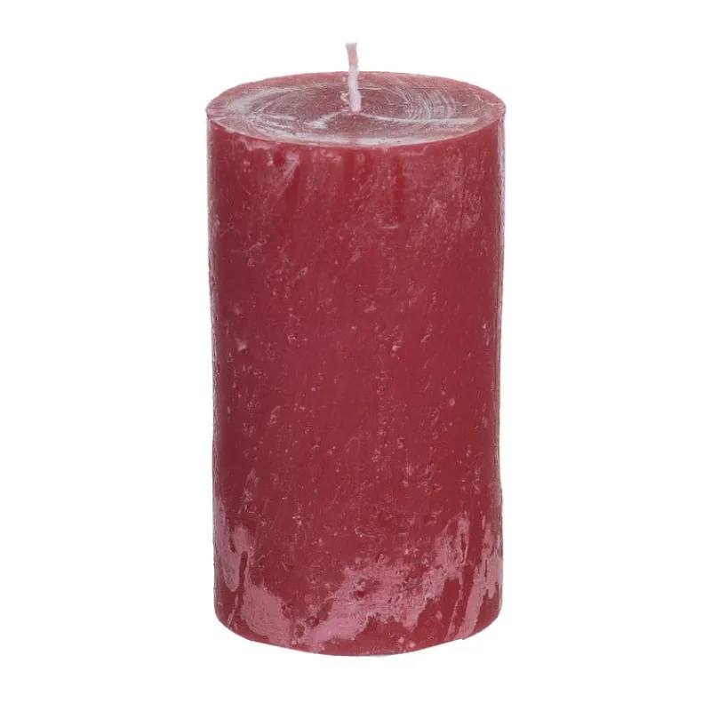 Xenos Stompkaarsen-Kaars rustiek - rood - ø7x12 cm