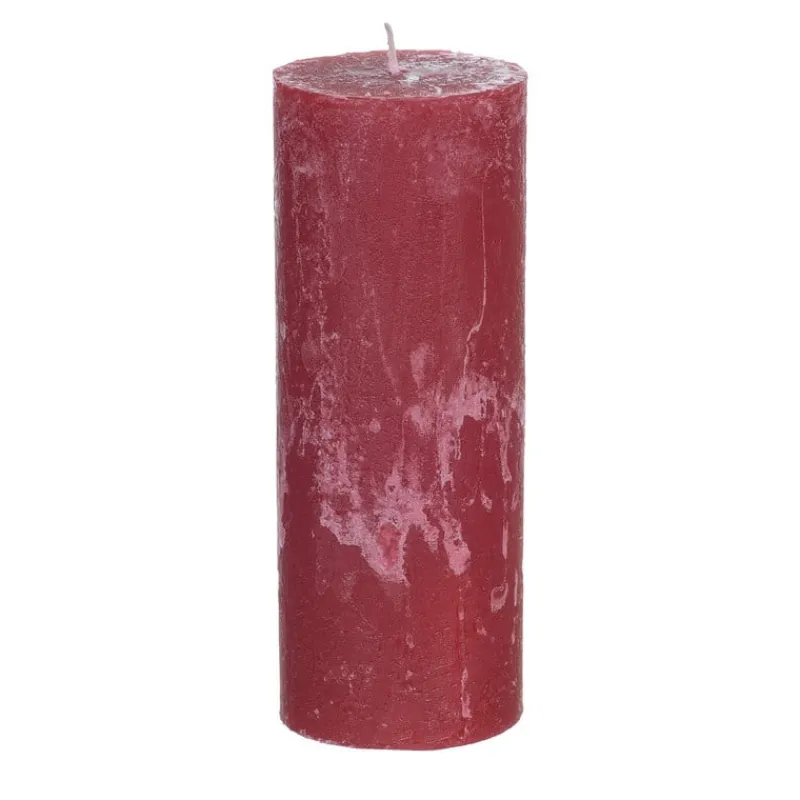 Xenos Stompkaarsen-Kaars rustiek - rood - ø7x18 cm