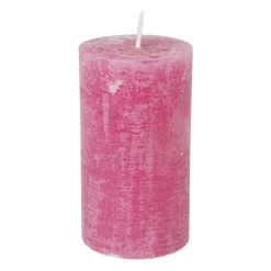 Xenos Stompkaarsen-Kaars rustiek - roze - ø7x12 cm